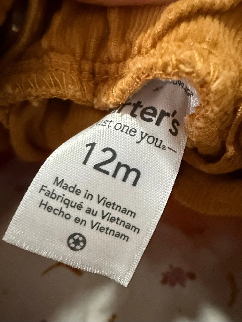 Carter's Rust Orange Corduroy Pinafore dress with Ruffle Straps and on-site.